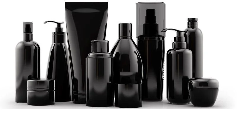 Jet-black and color masterbatch for cosmetic and household bottles