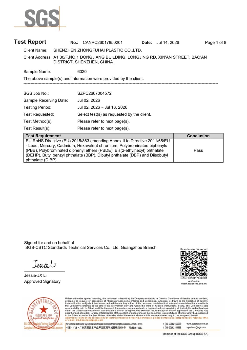 EU RoHS 2.0 test report for MB-6020