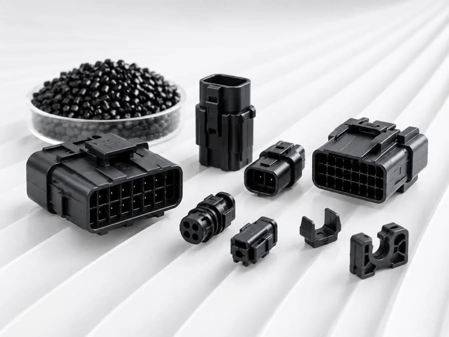 Black masterbatch granules with engineering plastic connectors