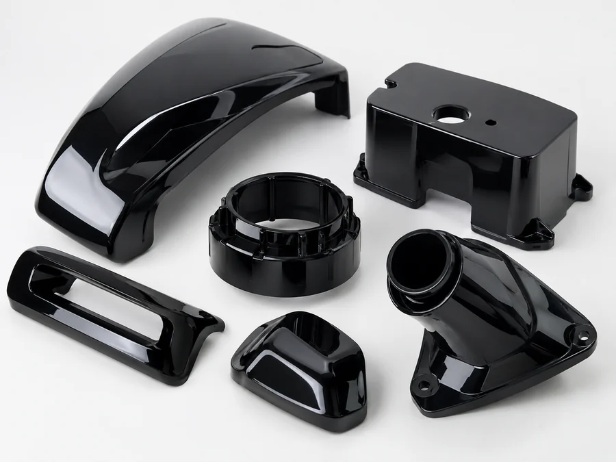 High-gloss black moulded appliance parts