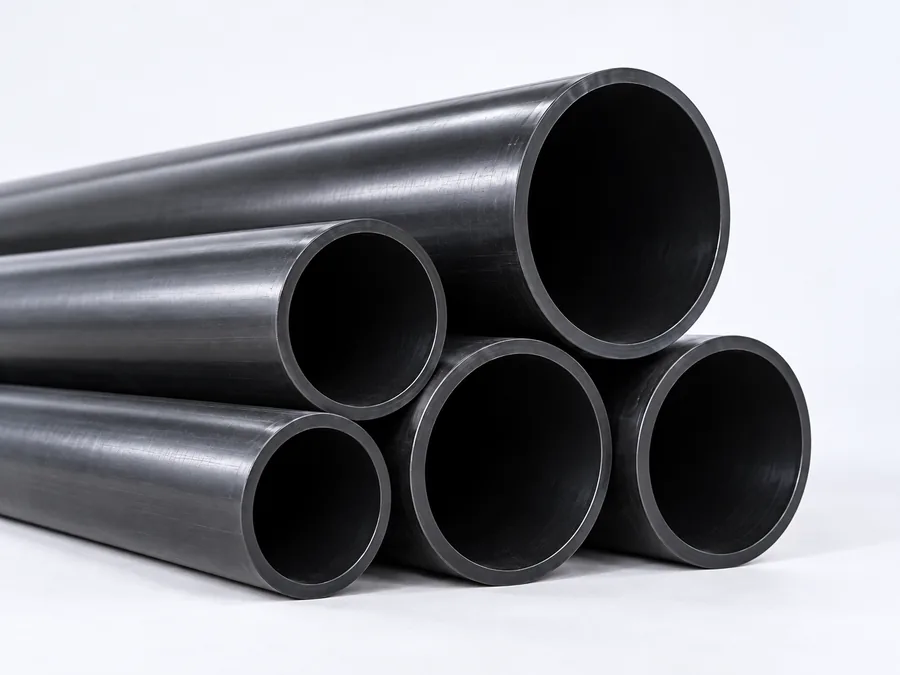 Black extruded pipes made with recycled black masterbatch