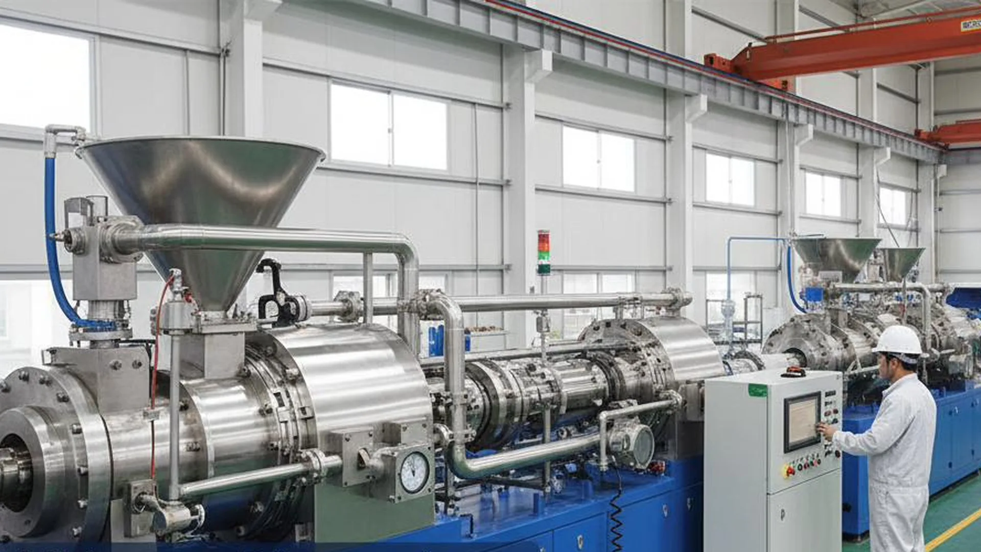 Twin-screw extruder producing black masterbatch at ZFH Huizhou facility