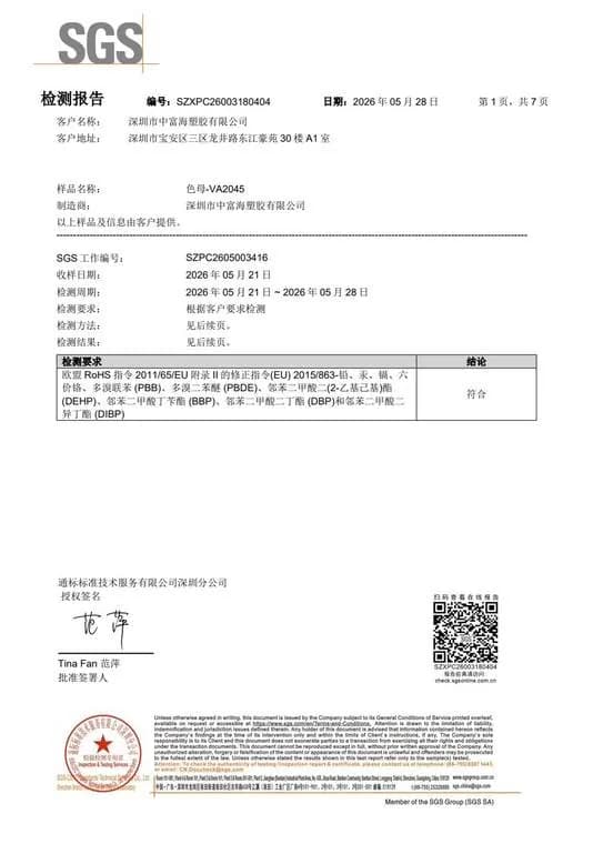 EU RoHS 2.0 test report for VA2045 · 中文