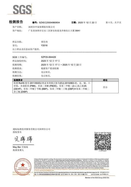 EU RoHS 2.0 test report for Y2016 rCB · 中文