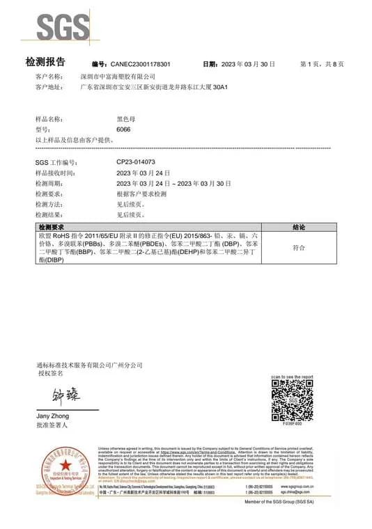 EU RoHS 2.0 test report for ZFH-6066 · 中文