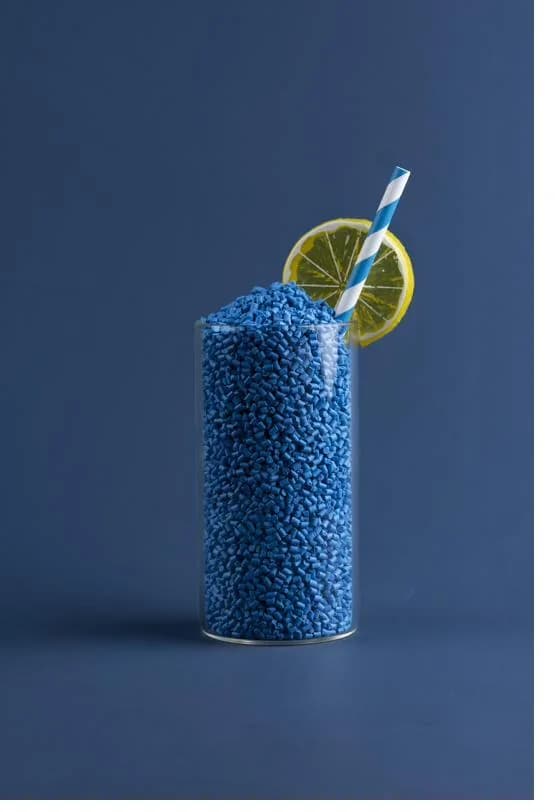 Blue color masterbatch granule close-up