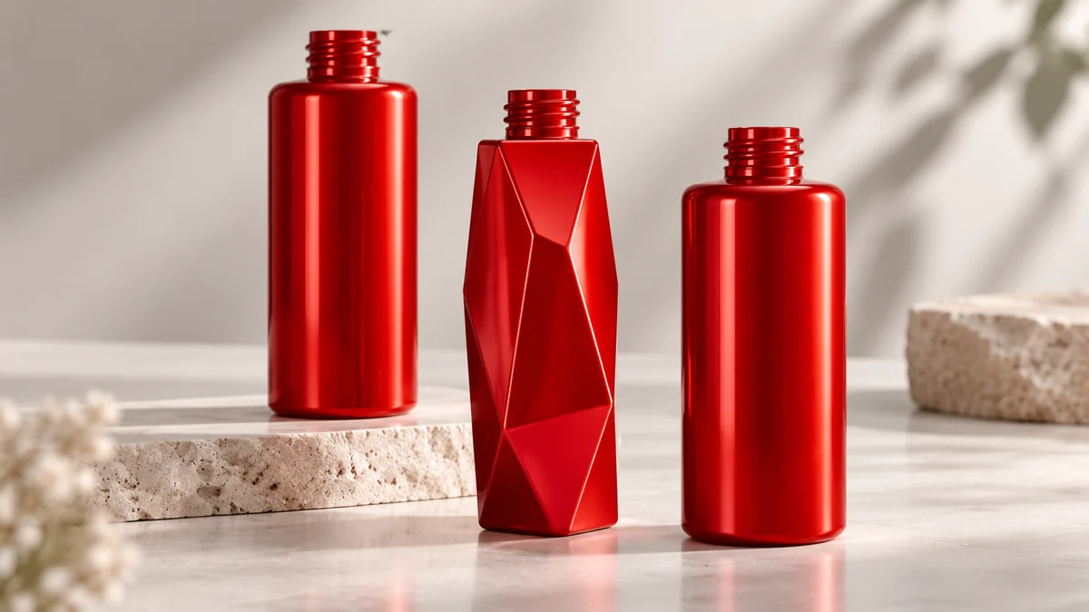 High-gloss red paint-free bottles