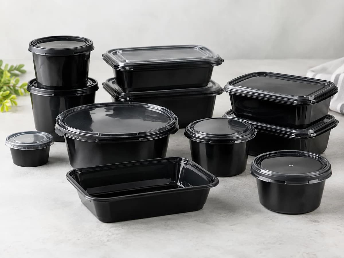 Premium black food packaging containers