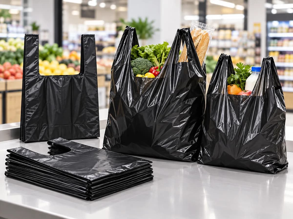 T-shirt and supermarket shopping bags