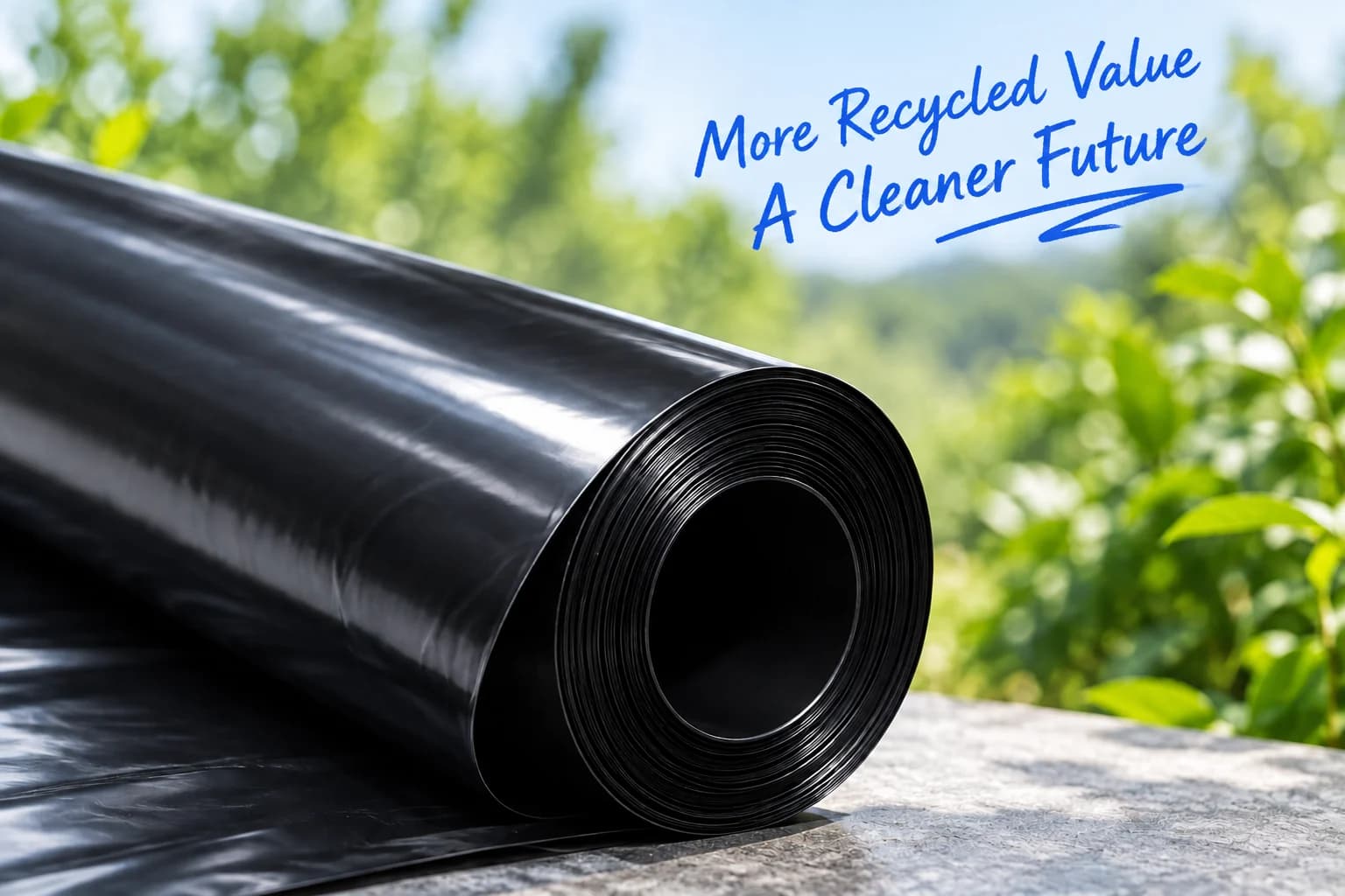 Black film roll made with recycled PE black masterbatch
